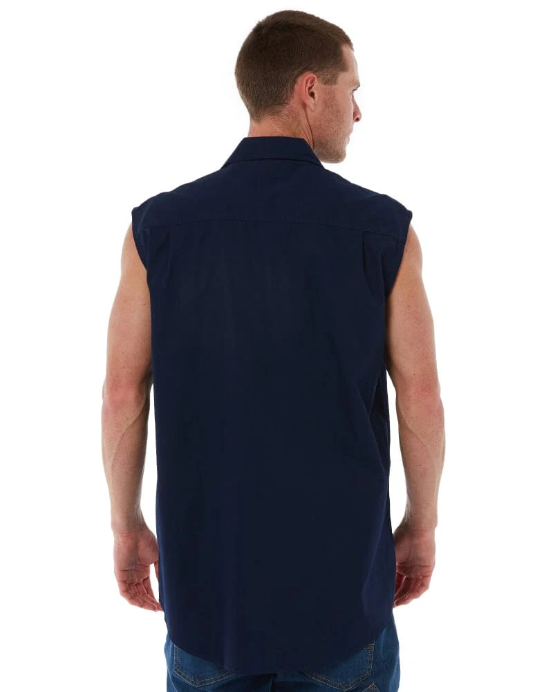 Closed Front Sleeveless Shirt - French Navy - Image 4