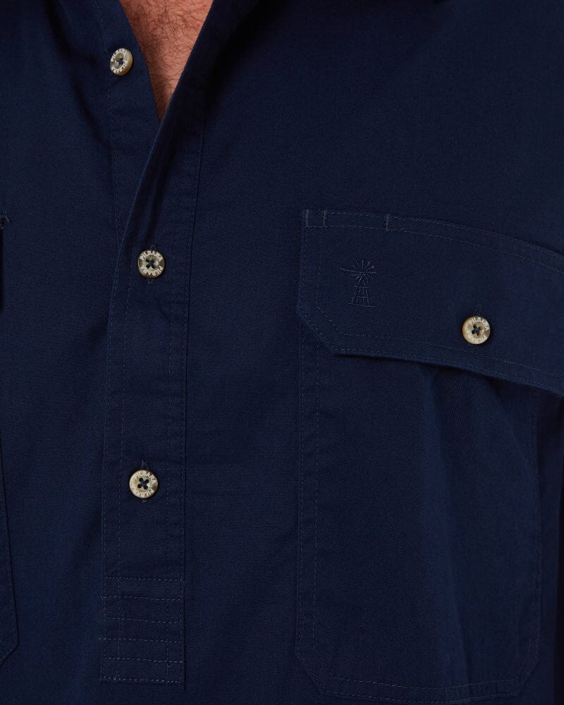 Closed Front Sleeveless Shirt - French Navy - Image 5