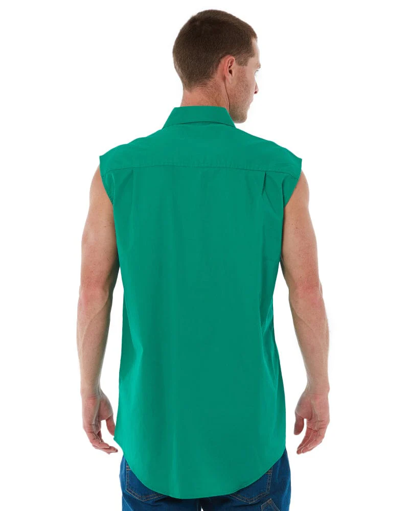 Closed Front Sleeveless Shirt - Kelly Green - Image 4