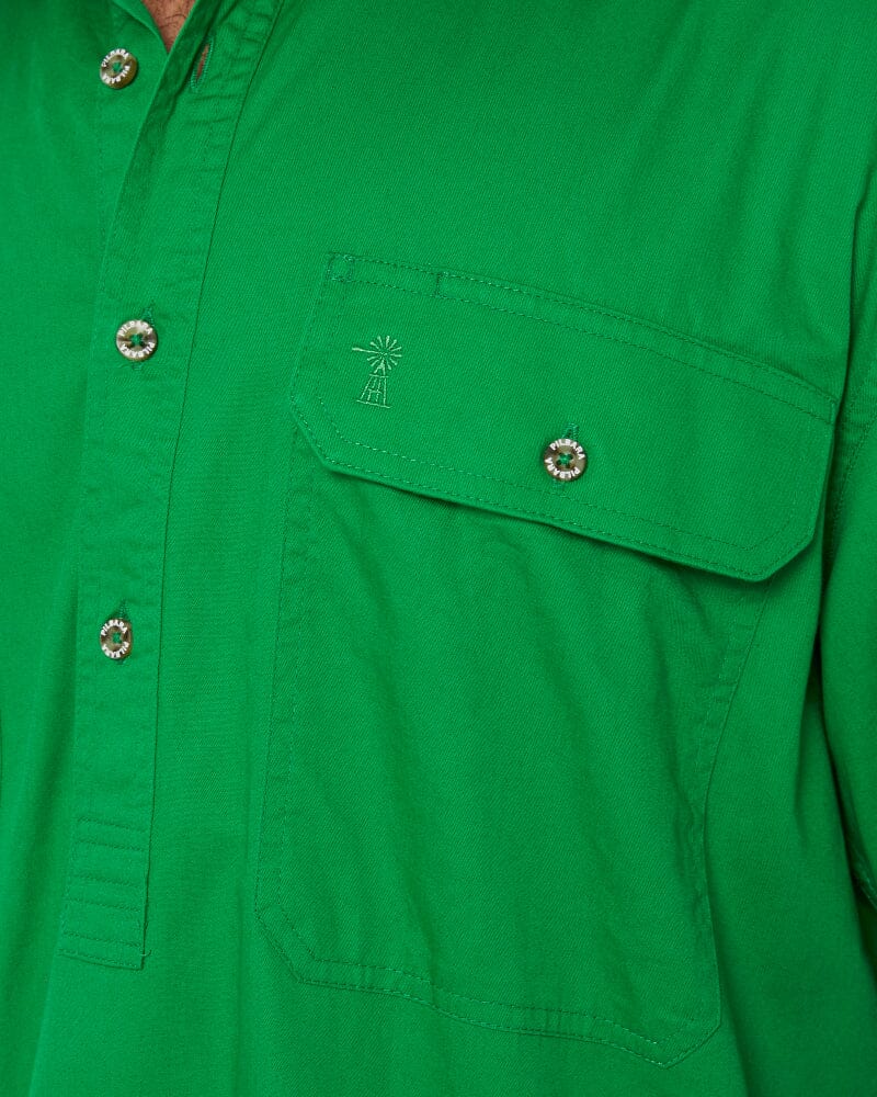 Closed Front SS Shirt - Emerald - Image 6