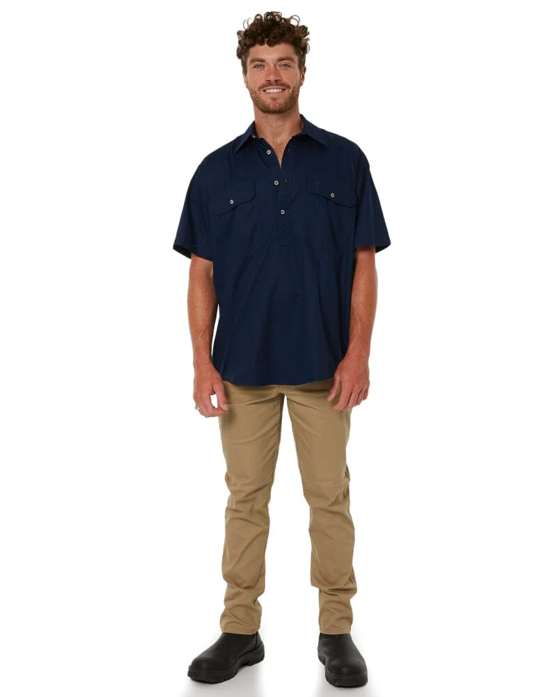 Closed Front SS Shirt - French Navy - Image 2