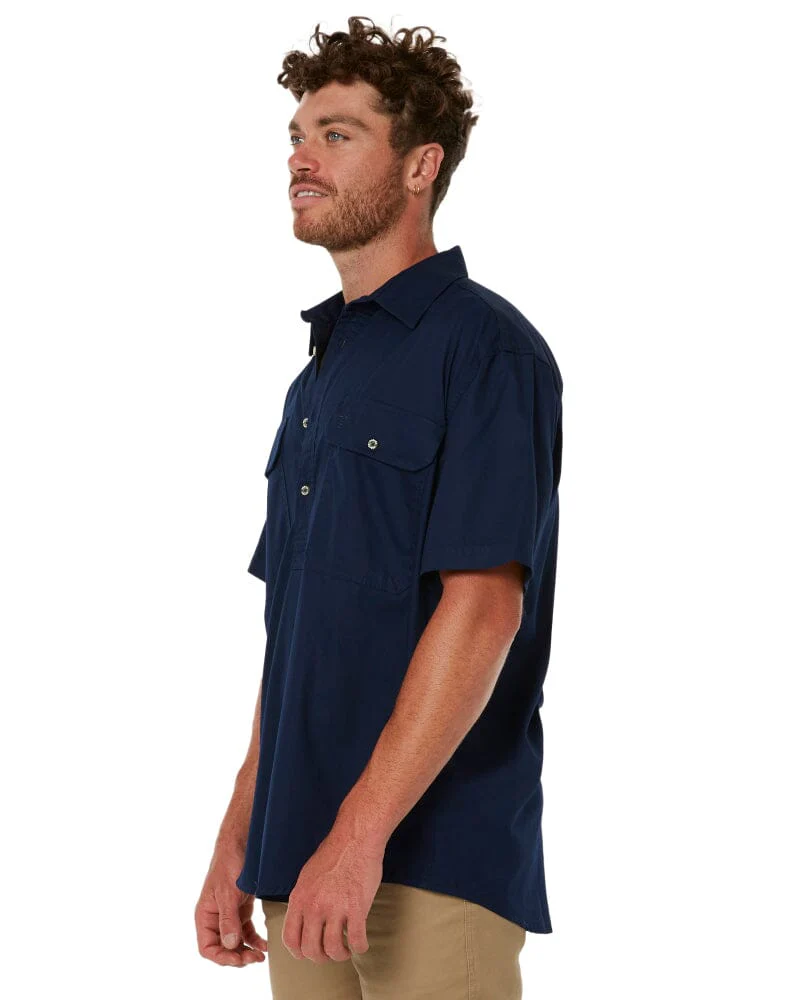 Closed Front SS Shirt - French Navy - Image 3