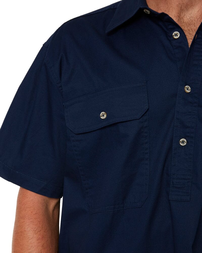 Closed Front SS Shirt - French Navy - Image 5