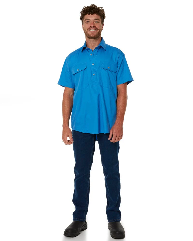 Closed Front SS Shirt - Light Blue - Image 2