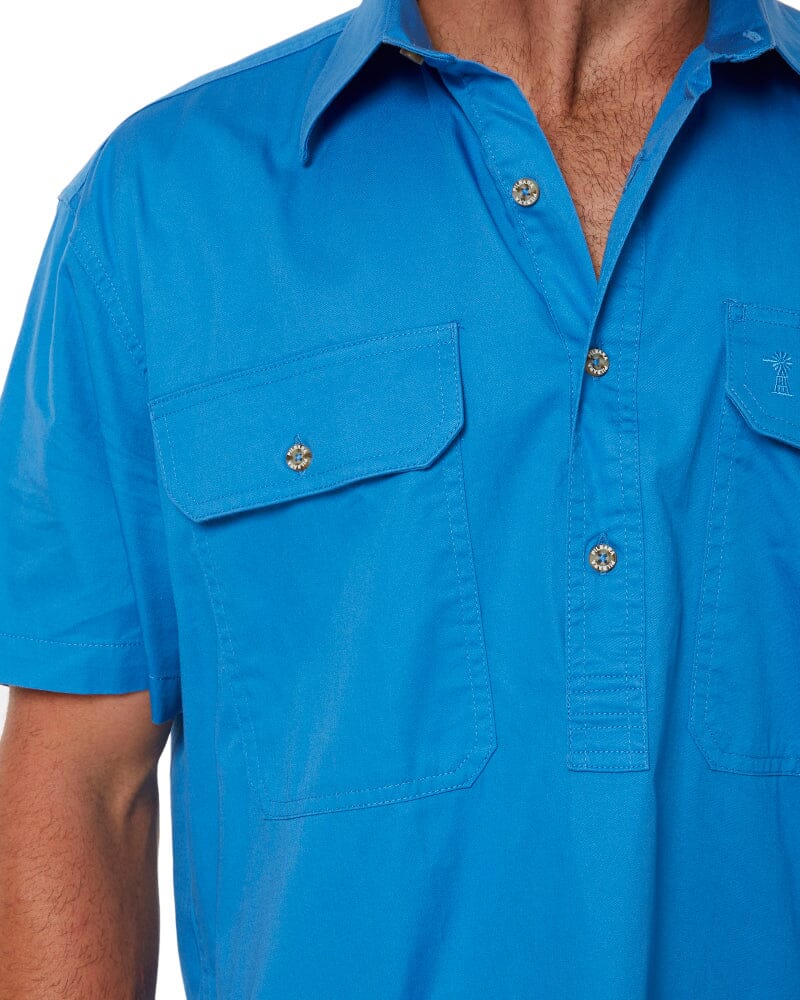 Closed Front SS Shirt - Light Blue - Image 5