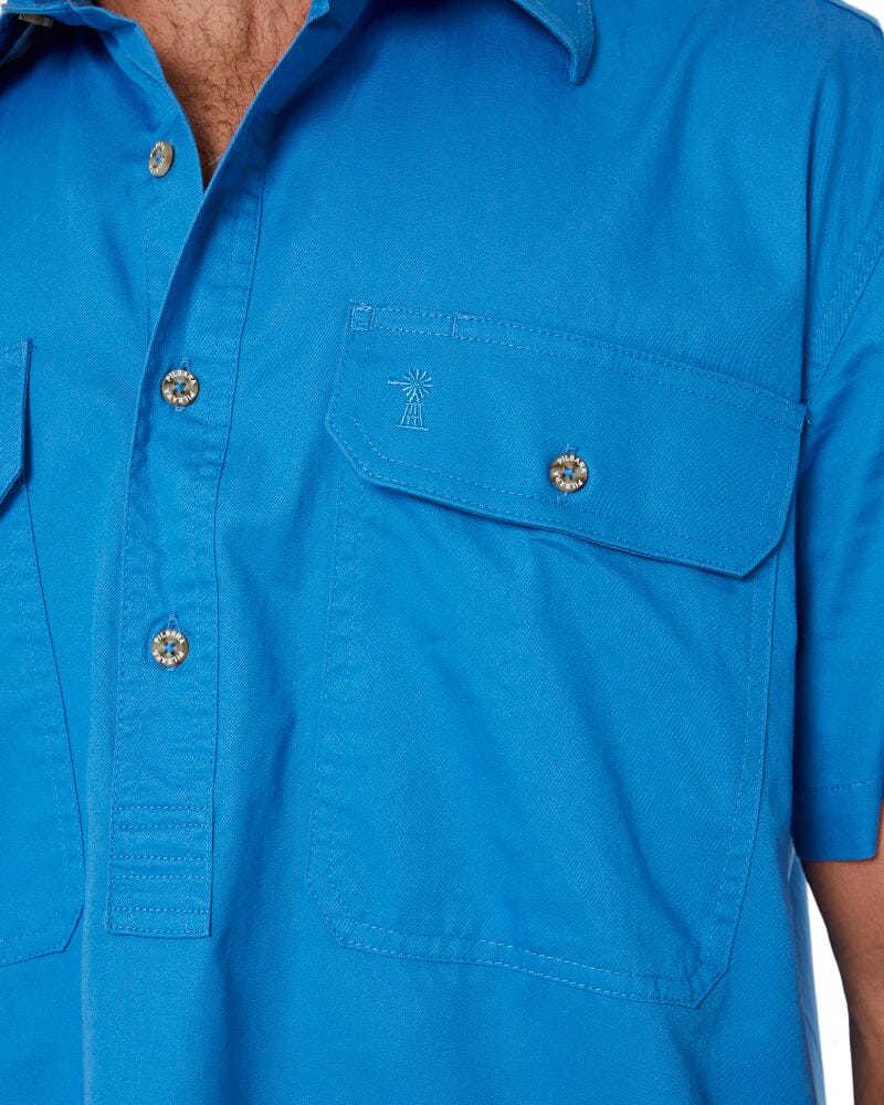 Closed Front SS Shirt - Light Blue - Image 6