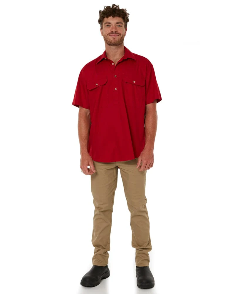Closed Front SS Shirt - Red - Image 2
