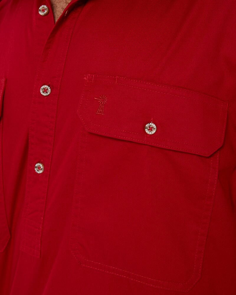 Closed Front SS Shirt - Red - Image 6