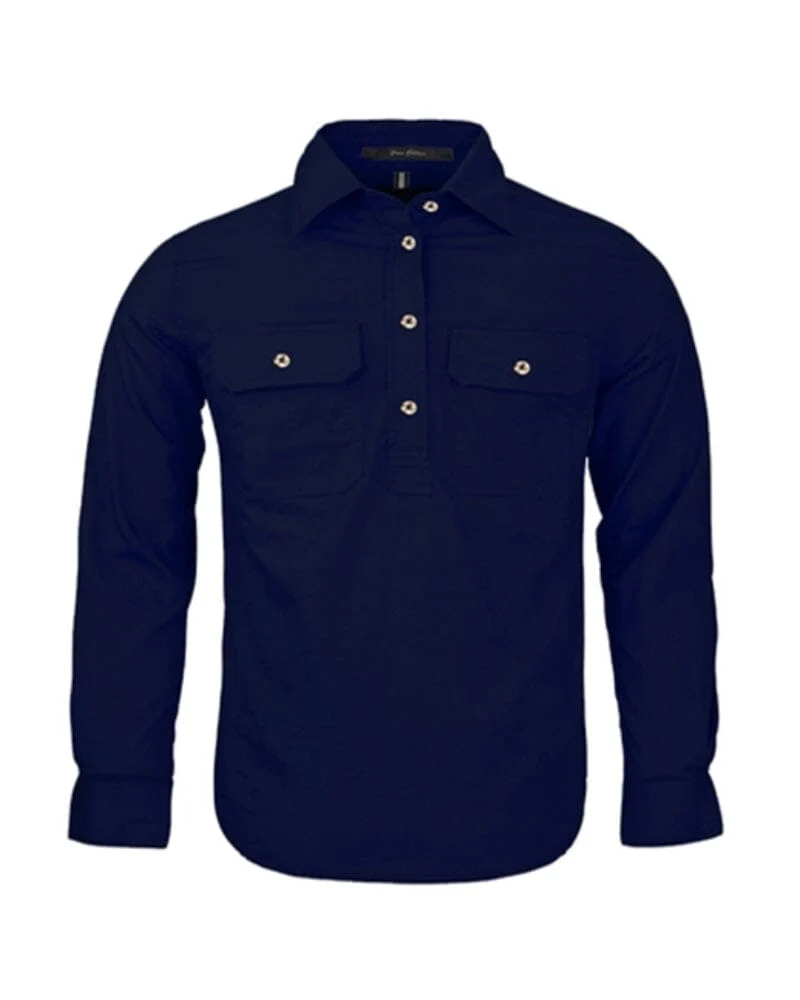 Kids Closed Front Shirt LS - French Navy - Image 2