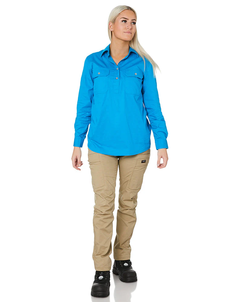 Ladies Closed Front Shirt LS - Azure - Image 2