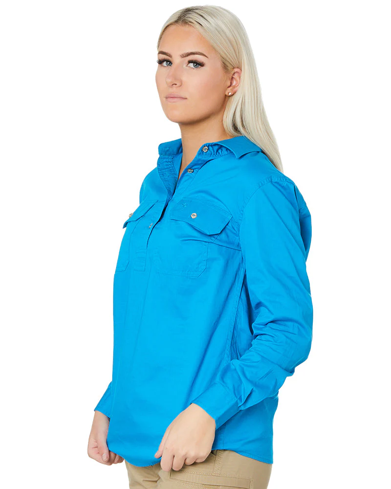 Ladies Closed Front Shirt LS - Azure - Image 3