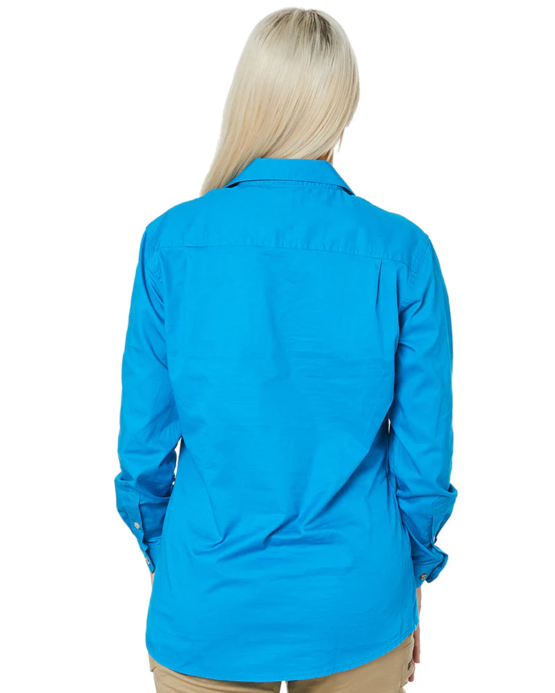Ladies Closed Front Shirt LS - Azure - Image 4