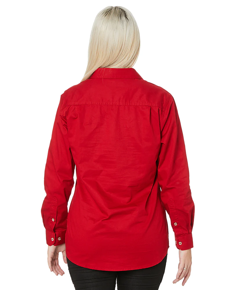 Ladies Closed Front Shirt LS - Red - Image 4