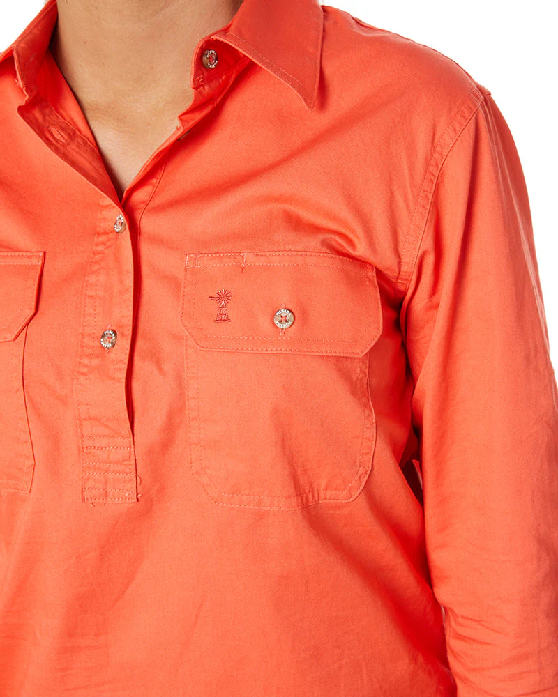 Ladies Closed Front Shirt LS - Watermelon - Image 5