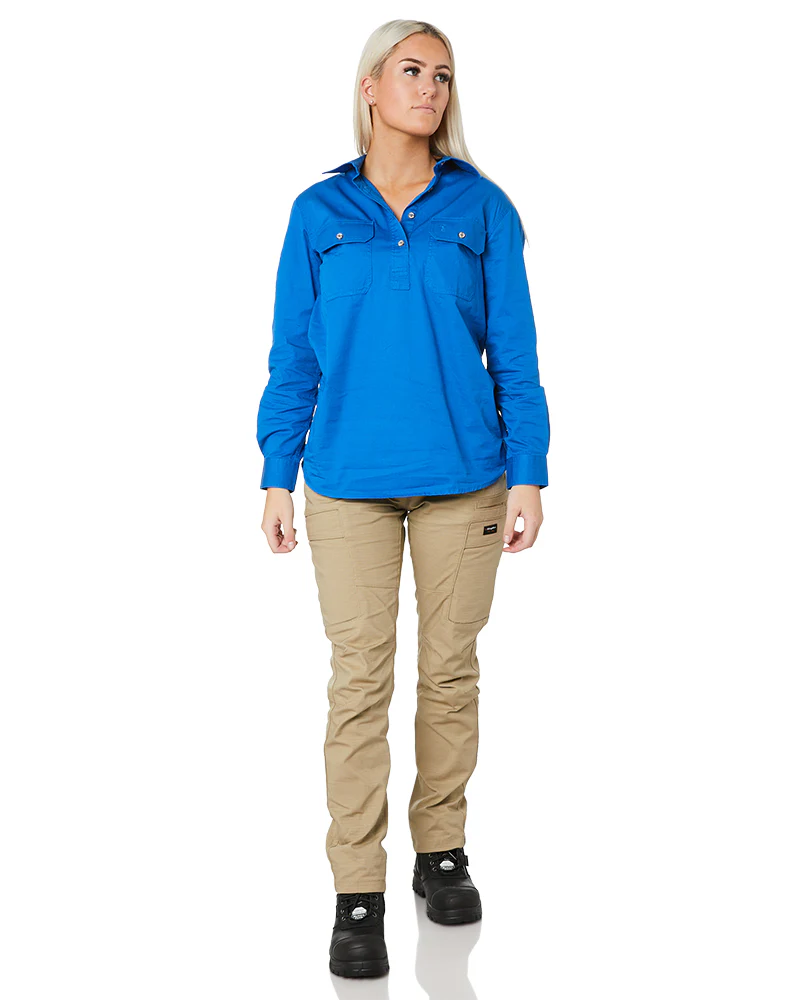 Ladies Closed Front Shirt LS - Cobalt Blue - Image 2