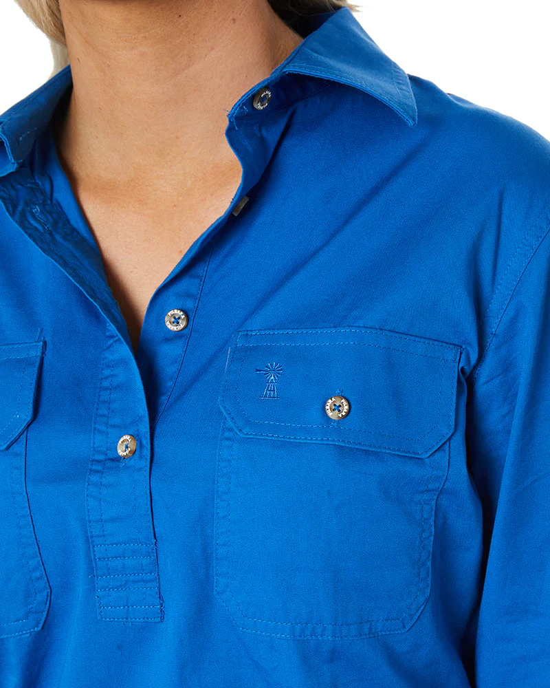 Ladies Closed Front Shirt LS - Cobalt Blue - Image 5