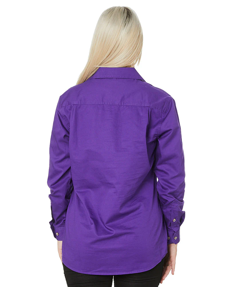 Ladies Closed Front Shirt LS - Purple - Image 4