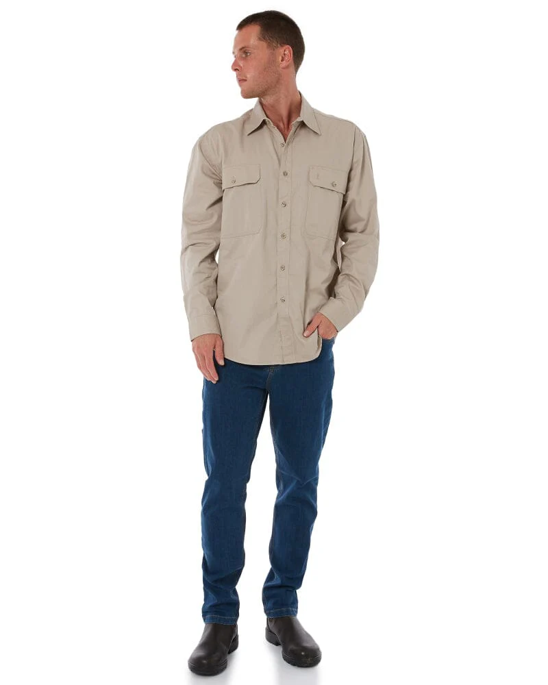 Open Front Cotton Twill LS Shirt - Clay - Image 2