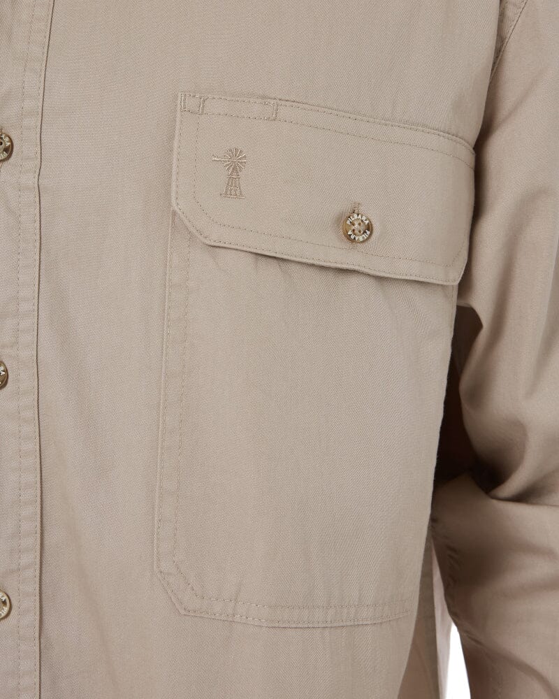 Open Front Cotton Twill LS Shirt - Clay - Image 5