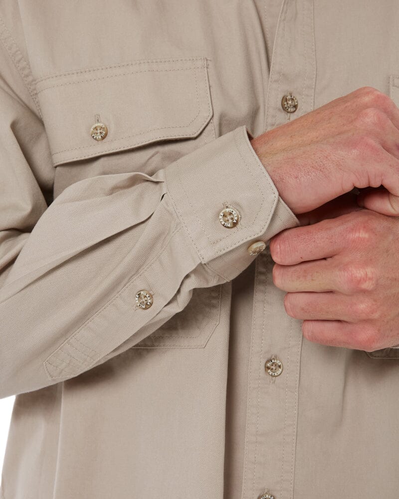 Open Front Cotton Twill LS Shirt - Clay - Image 6