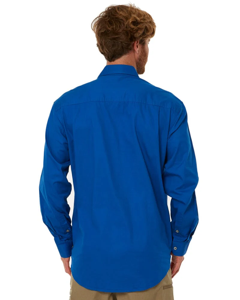 Open Front Cotton Twill LS Shirt - Cobalt - Image 4