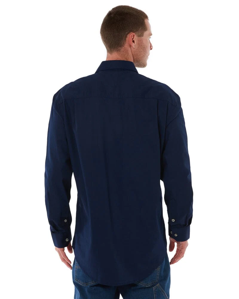 Open Front Cotton Twill LS Shirt - French Navy - Image 4