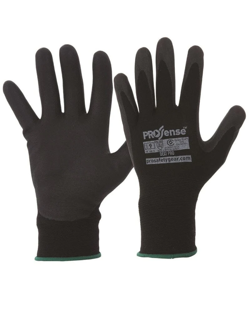 Dexi-Pro Breathable Nitrile Glove 12 Pack - Black