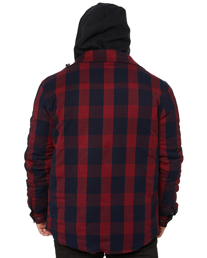 Quilted Flannel Jacket - Red - Image 4