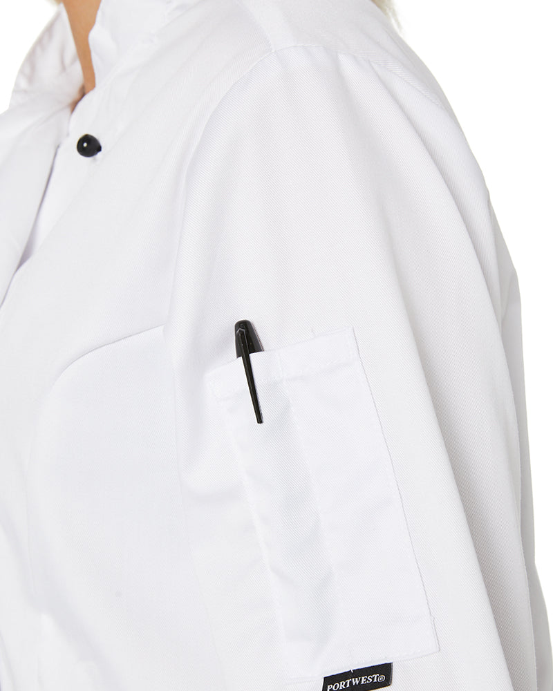 Rachel Ladies Chefs Jacket - White - Image 6
