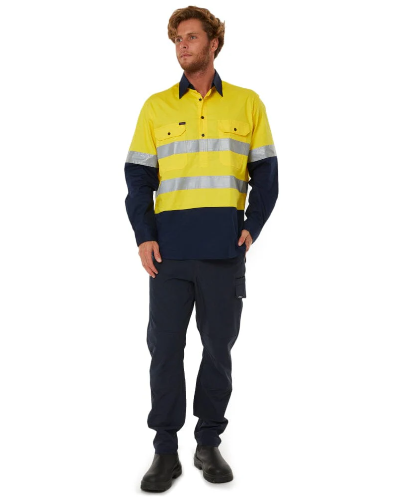 50mm Taped Vented Closed Front Lightweight LS Shirt - Yellow/Navy - Image 2