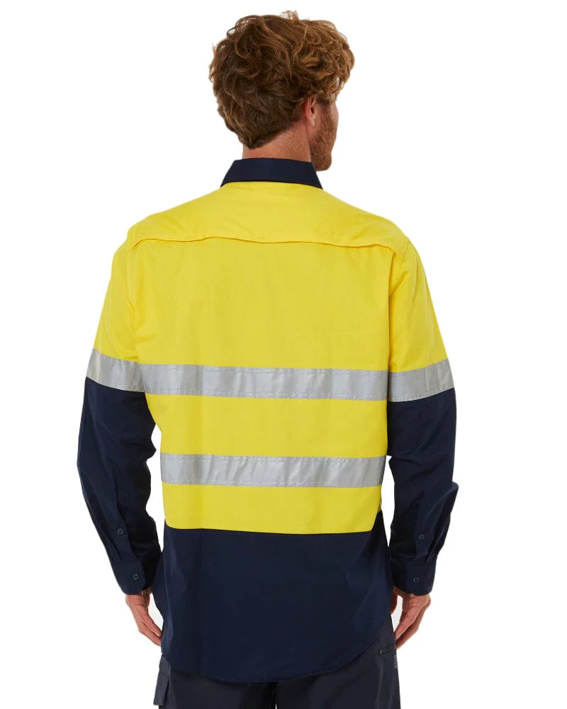 50mm Taped Vented Closed Front Lightweight LS Shirt - Yellow/Navy - Image 4