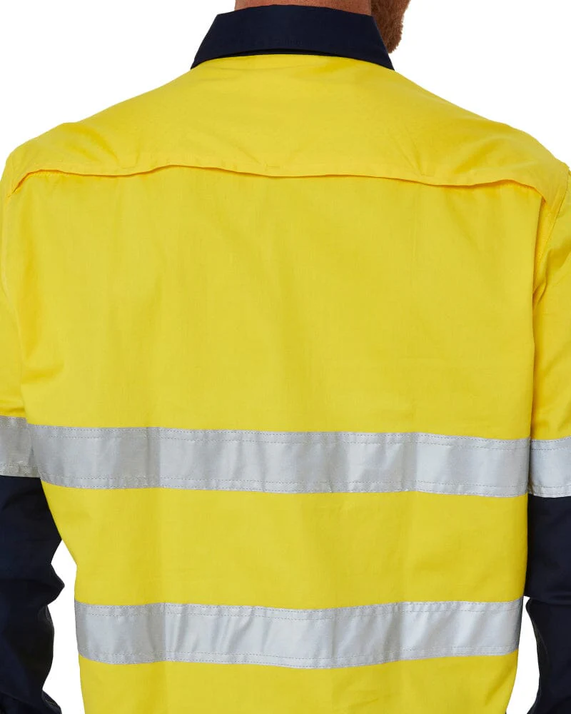 50mm Taped Vented Closed Front Lightweight LS Shirt - Yellow/Navy - Image 5