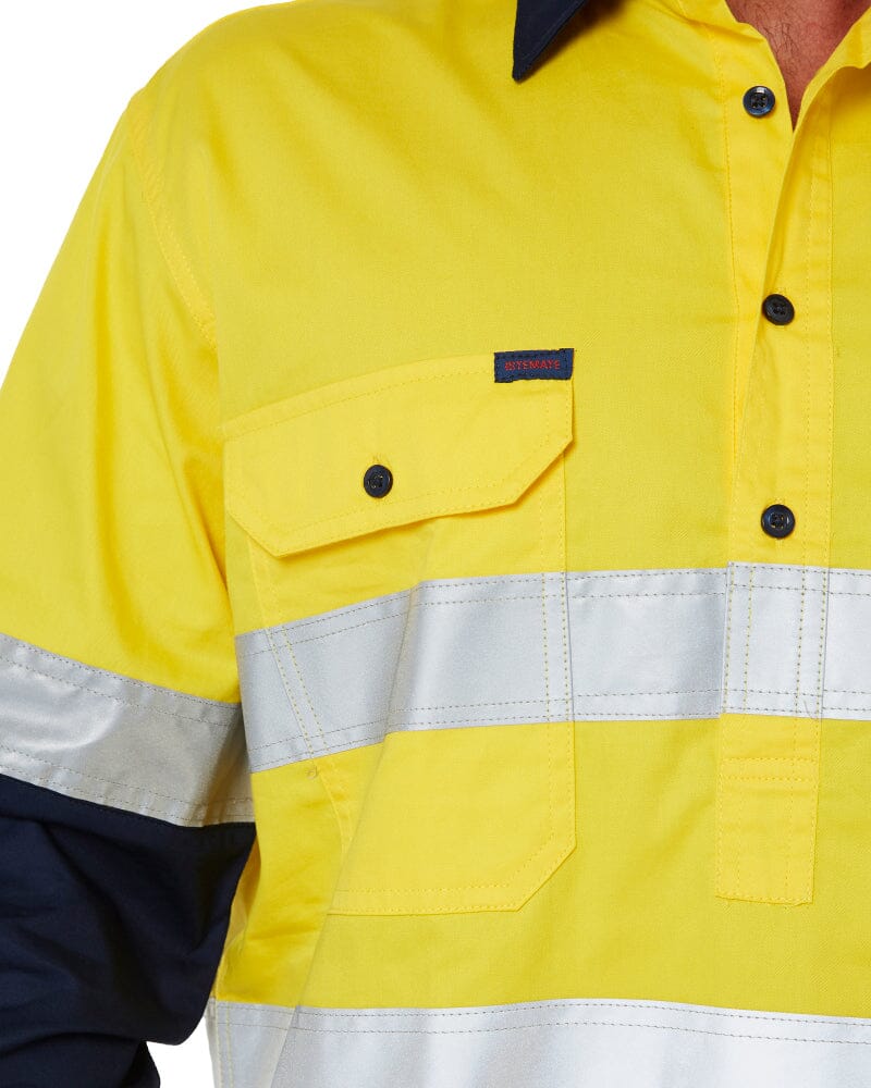 50mm Taped Vented Closed Front Lightweight LS Shirt - Yellow/Navy - Image 6