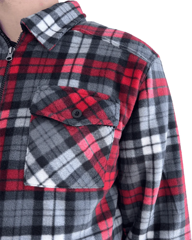 Polar Fleece Sherpa Lined Jacket - Red/Grey/Black/White - Image 2