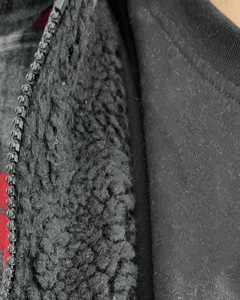 Polar Fleece Sherpa Lined Jacket - Red/Grey/Black/White - Image 4
