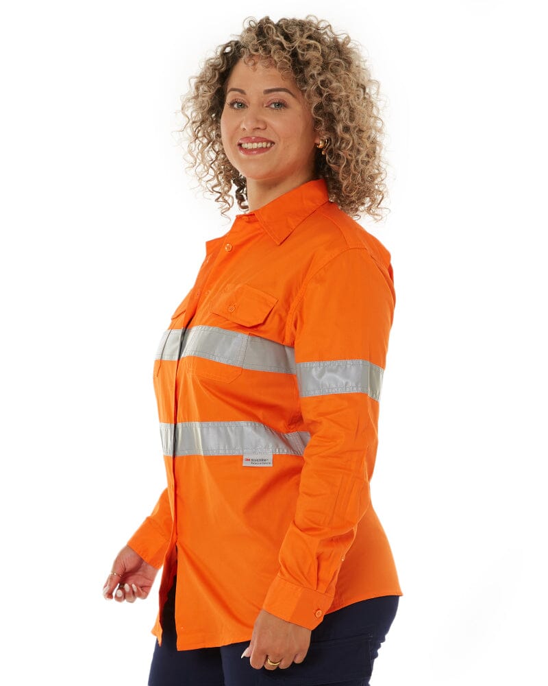 Womens Vented Lightweight Open Front Shirt - Orange - Image 3