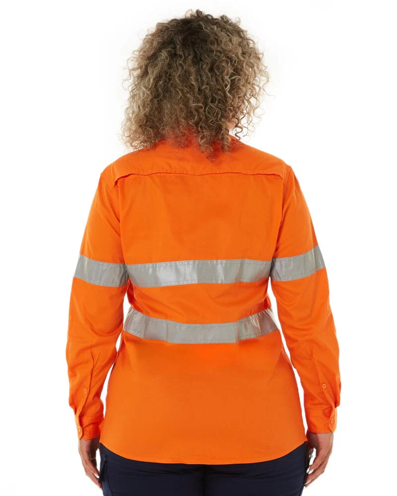 Womens Vented Lightweight Open Front Shirt - Orange - Image 4