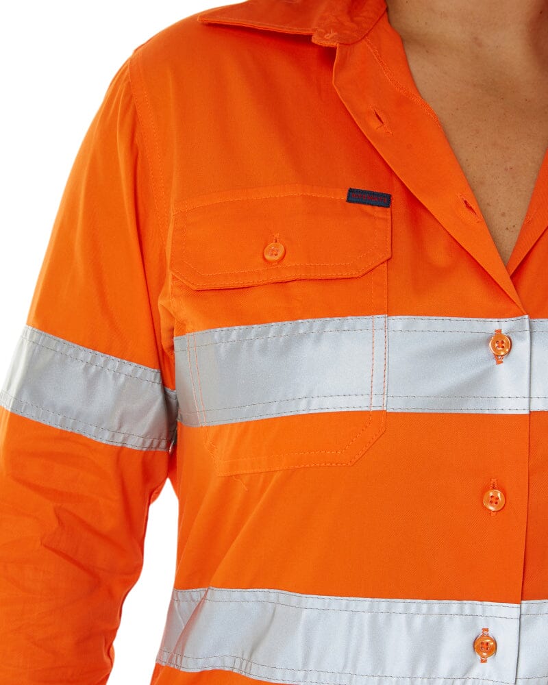 Womens Vented Lightweight Open Front Shirt - Orange - Image 5
