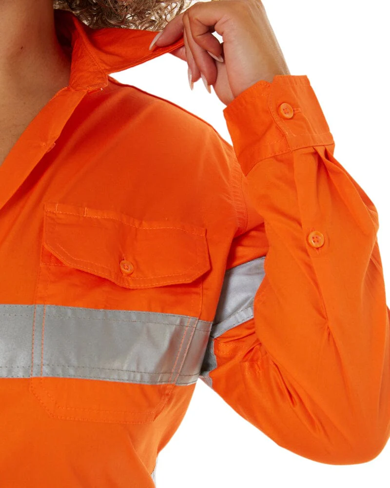 Womens Vented Lightweight Open Front Shirt - Orange - Image 6
