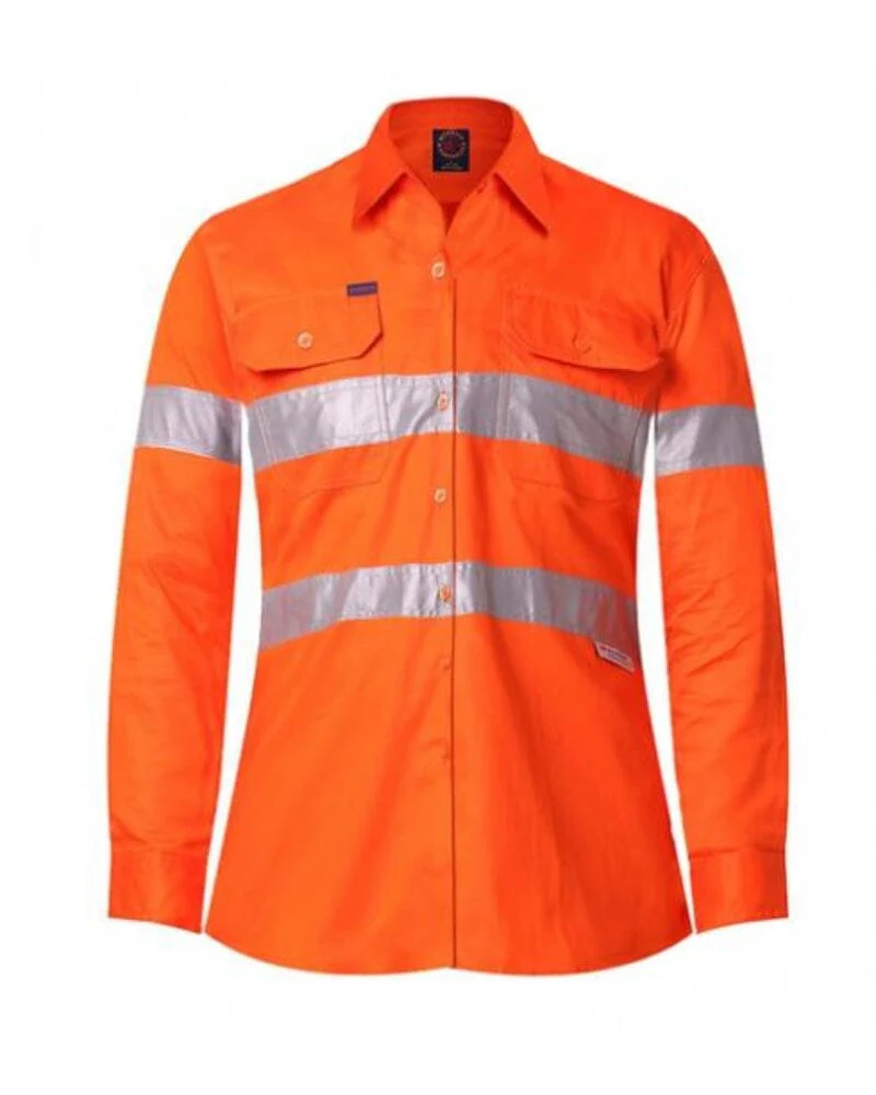Womens Vented Lightweight Open Front Shirt - Orange - Image 7