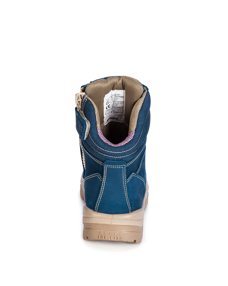 Ladies Southern Cross Lace Up Ankle Boot with Zip - Blue - Image 3