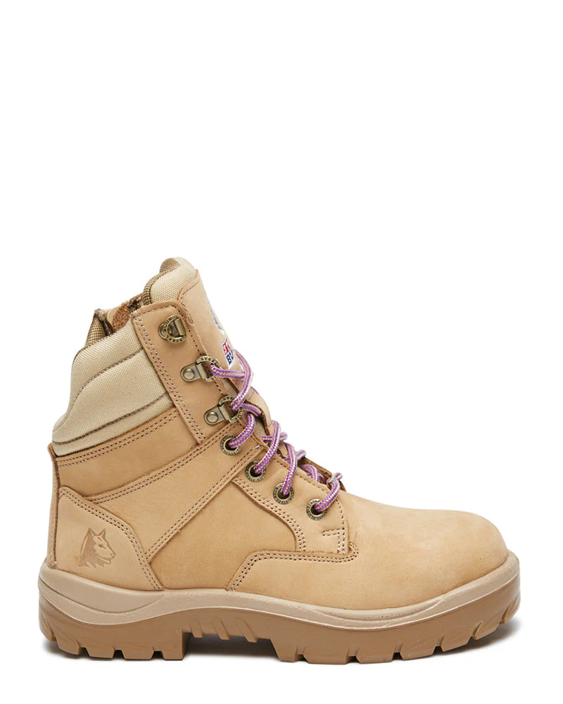Ladies Southern Cross Lace Up Ankle Boot with Zip - Sand - Image 4
