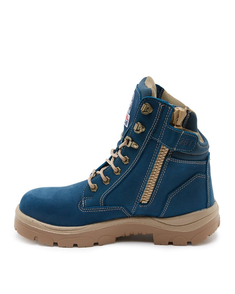 Southern Cross Lace Up Safety Boot with Zip - Blue - Image 2