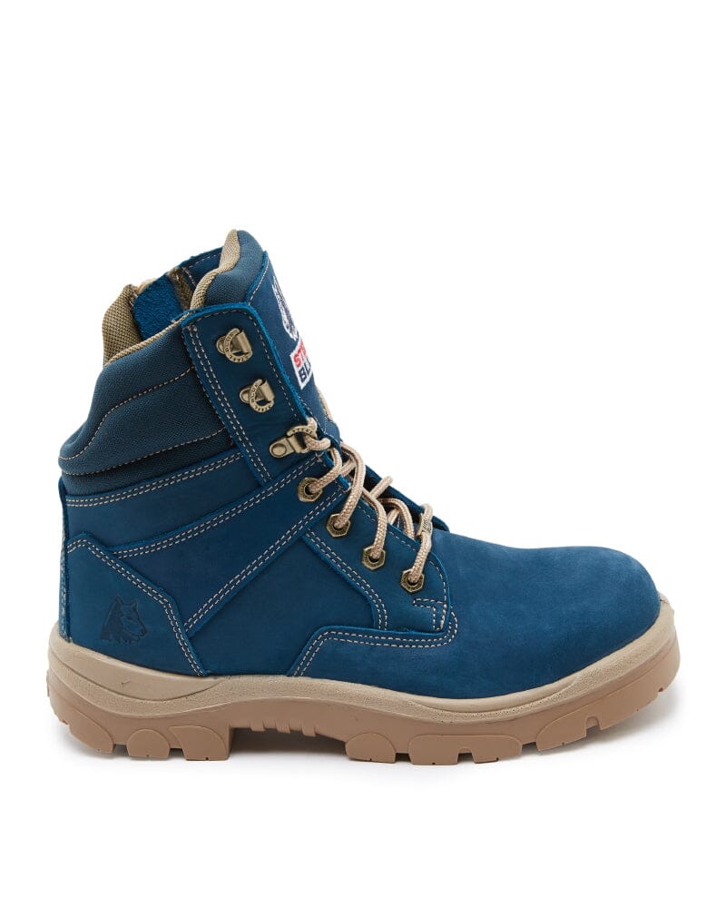 Southern Cross Lace Up Safety Boot with Zip - Blue - Image 3
