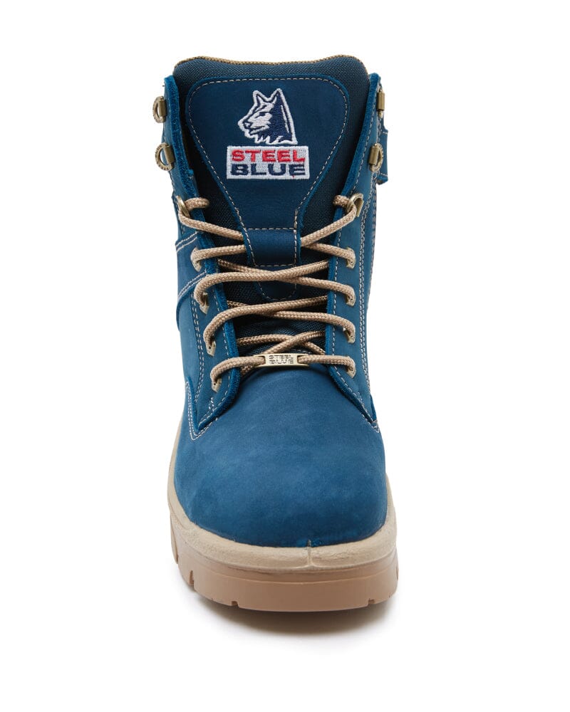 Southern Cross Lace Up Safety Boot with Zip - Blue - Image 4