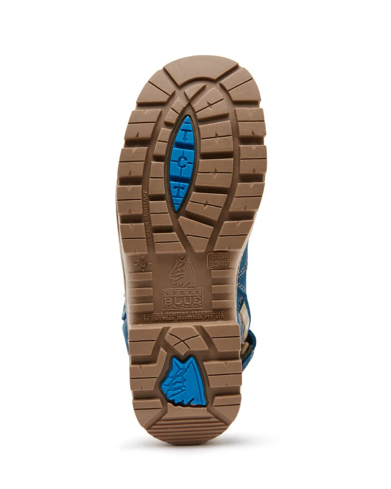Southern Cross Lace Up Safety Boot with Zip - Blue - Image 5
