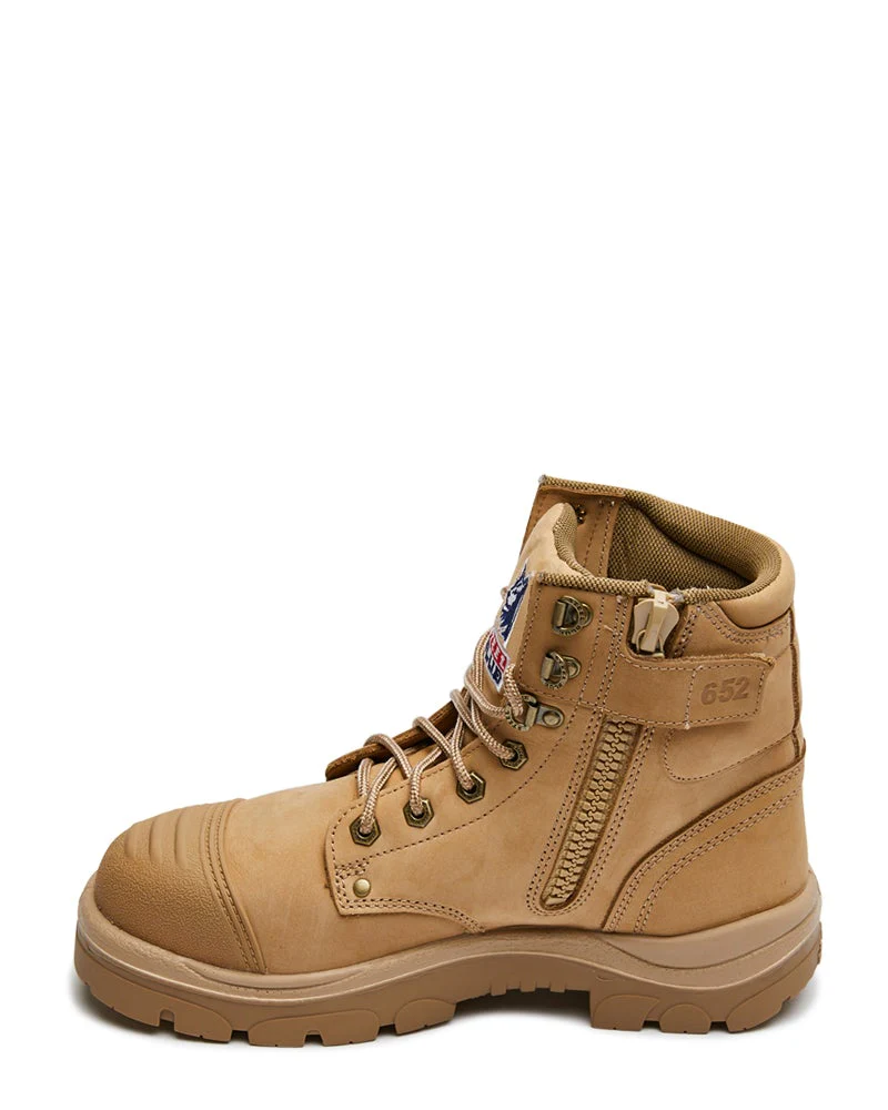 Argyle Lace Up Safety Boot with Zip and Scuff Cap - Sand - Image 2