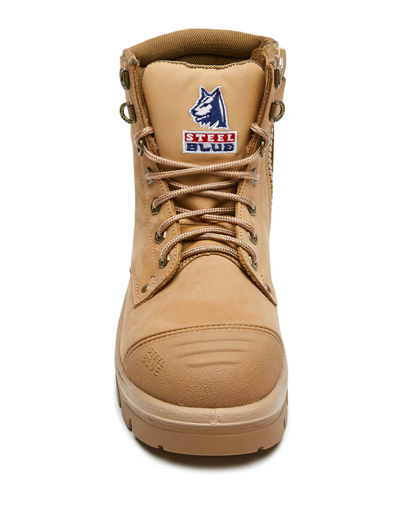 Argyle Lace Up Safety Boot with Zip and Scuff Cap - Sand - Image 5