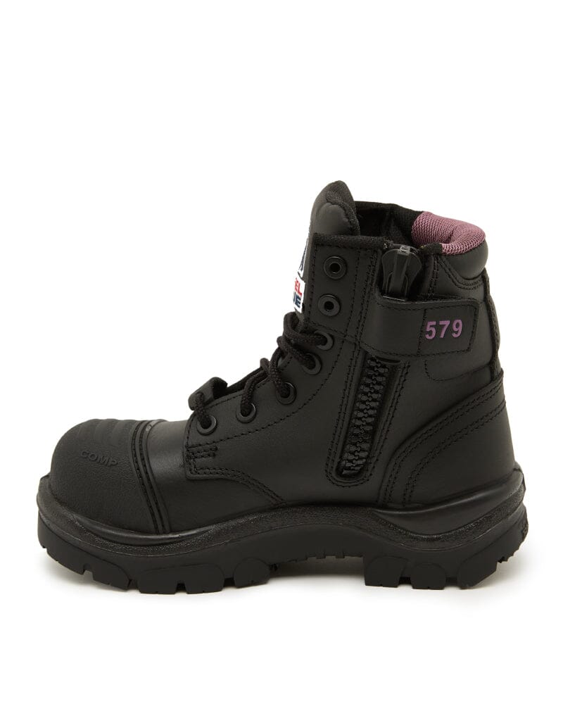 Ladies Argyle Scuff Cap Composite Safety Boot - Black - Image 2