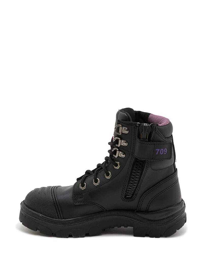 Ladies Argyle Zip Scuff Cap Safety Boot - Black - Image 2